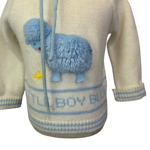 VTG 1970’s A Tiny Tots  Hooded Sweater - 18m Full Zip - Light Blue And White - Picture 2 of 8